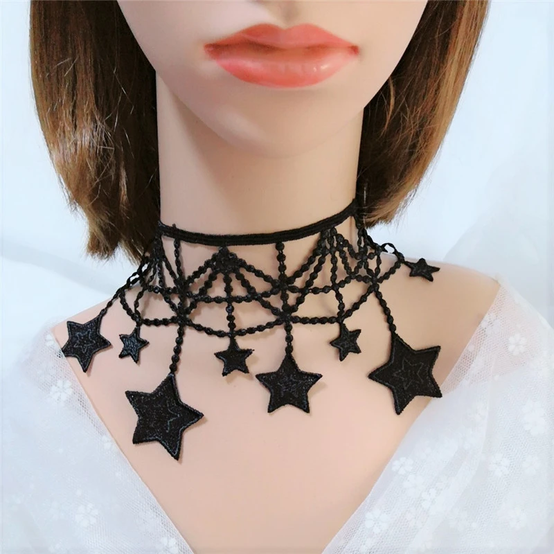 Sexy Lace Five Pointed Star Pendant Collar Female Clavicle Chain