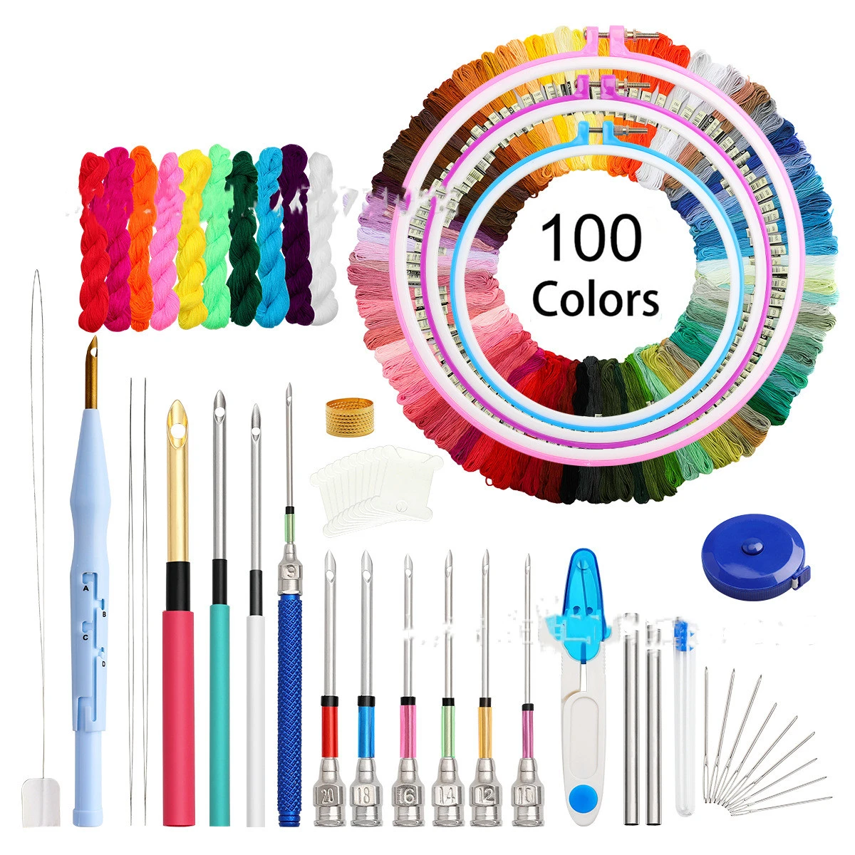 Embroidery needles with interchangeable heads