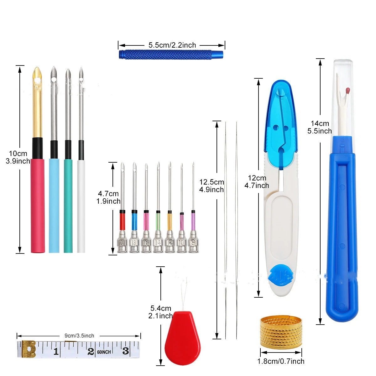 Embroidery needles with interchangeable heads