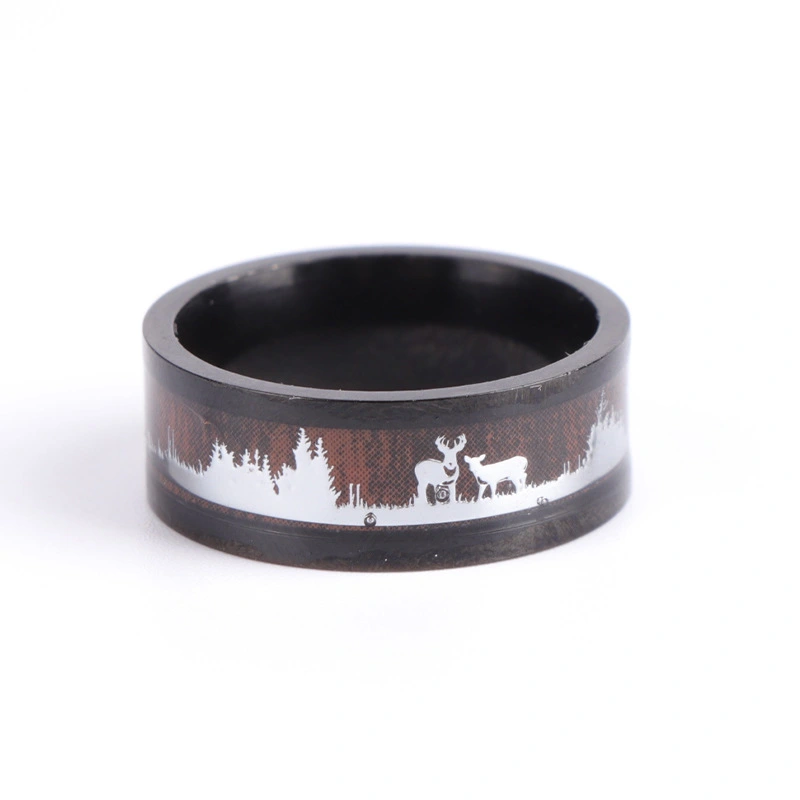 Individual wood grain silhouette ring