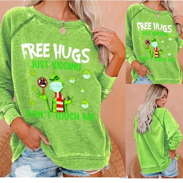 Printed long-sleeved round neck sweatshirt