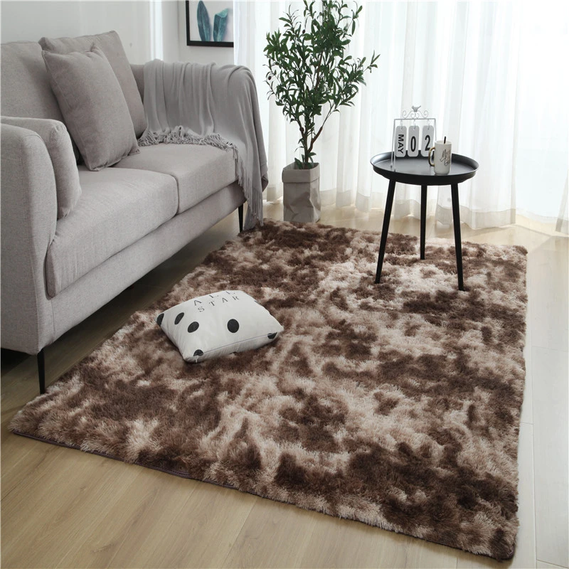 Long pile tie-dye household carpet