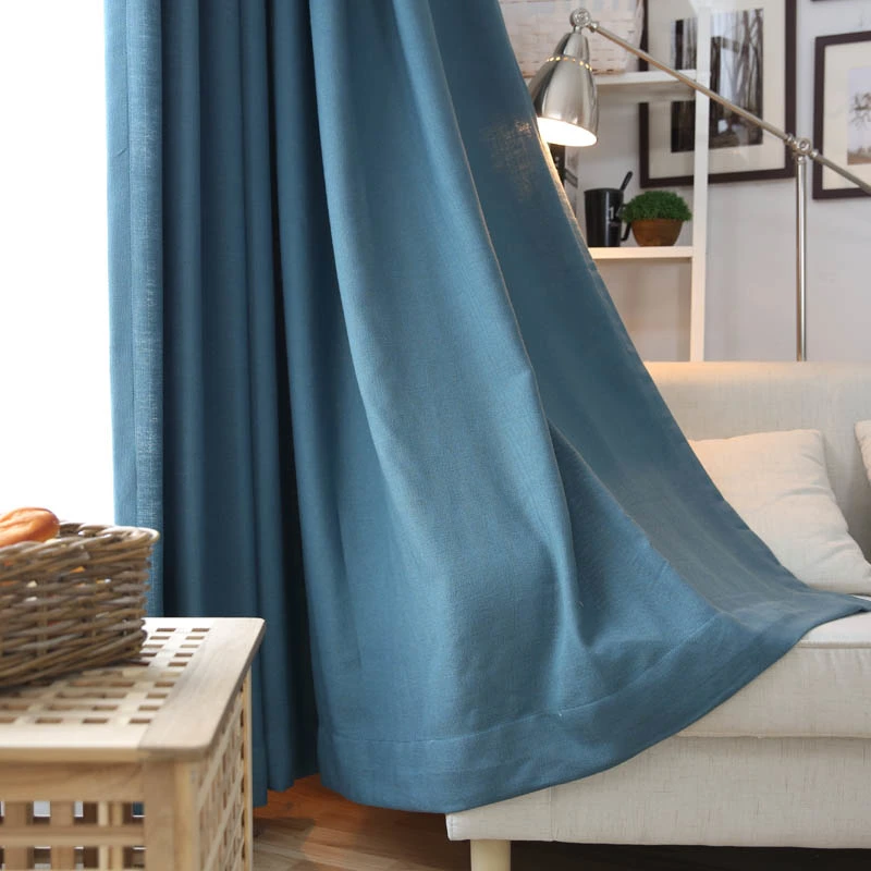 Plain cotton and linen curtains