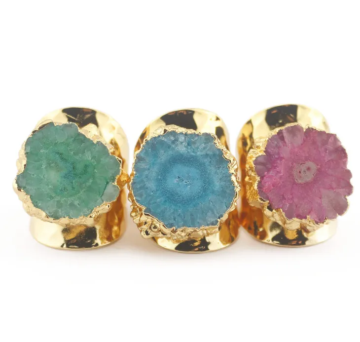 Yauvana Druzy Stone Adjustable Rings