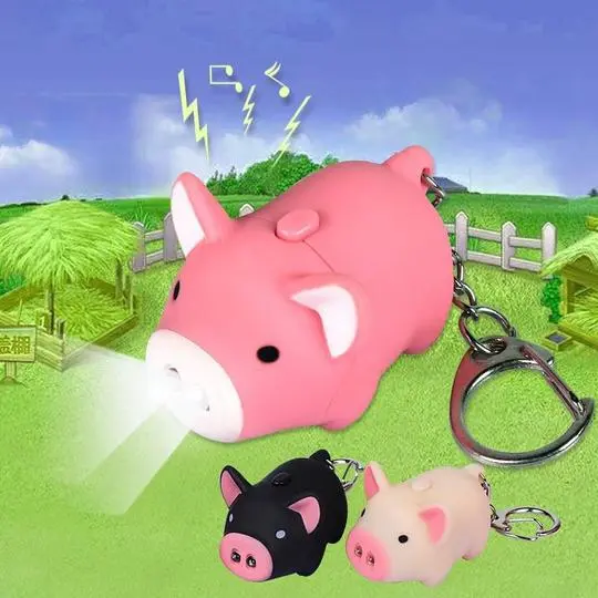 Cartoon Pig LED Torch and OINK Keychain