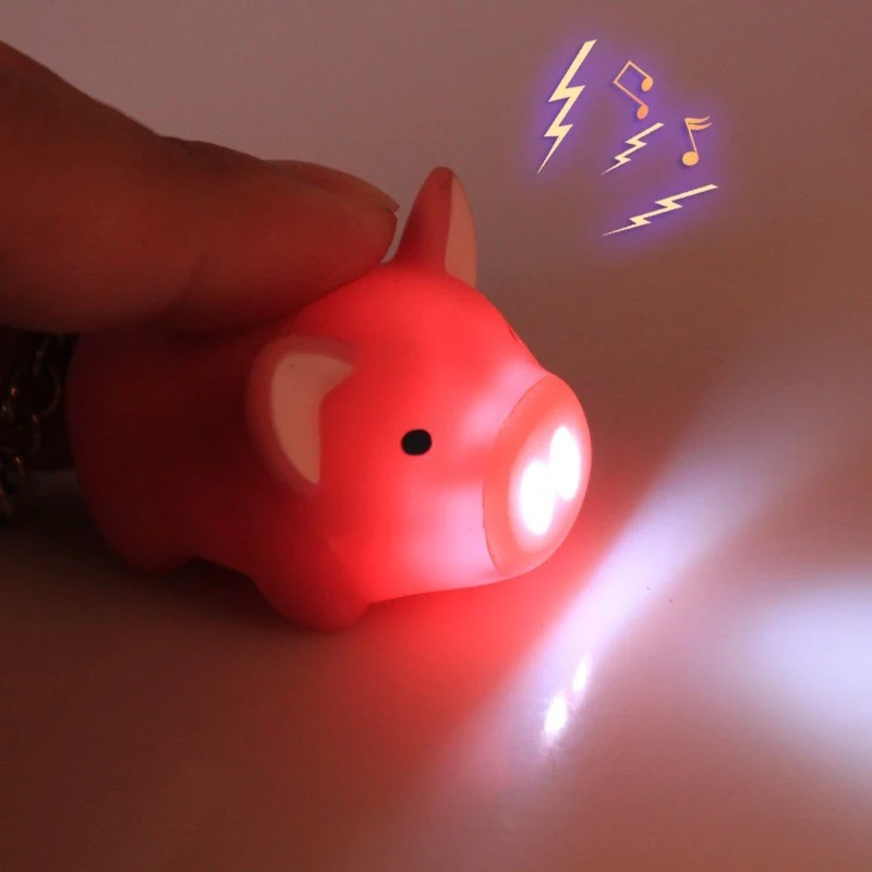 Cartoon Pig LED Torch and OINK Keychain
