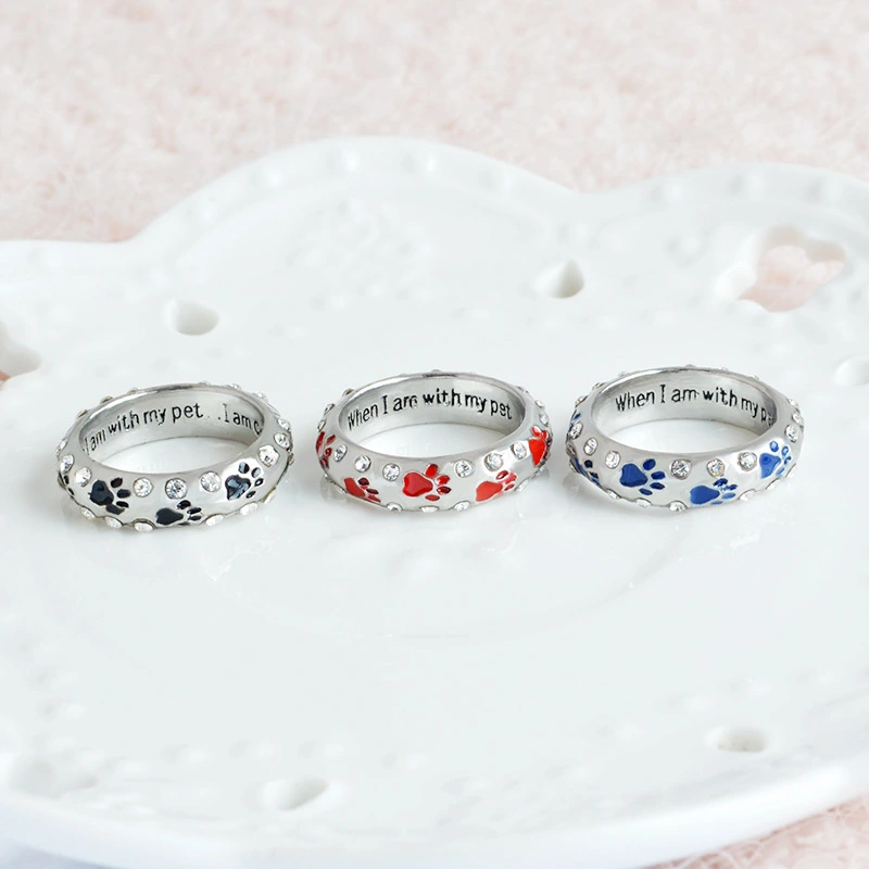 Pet paw print diamond ring