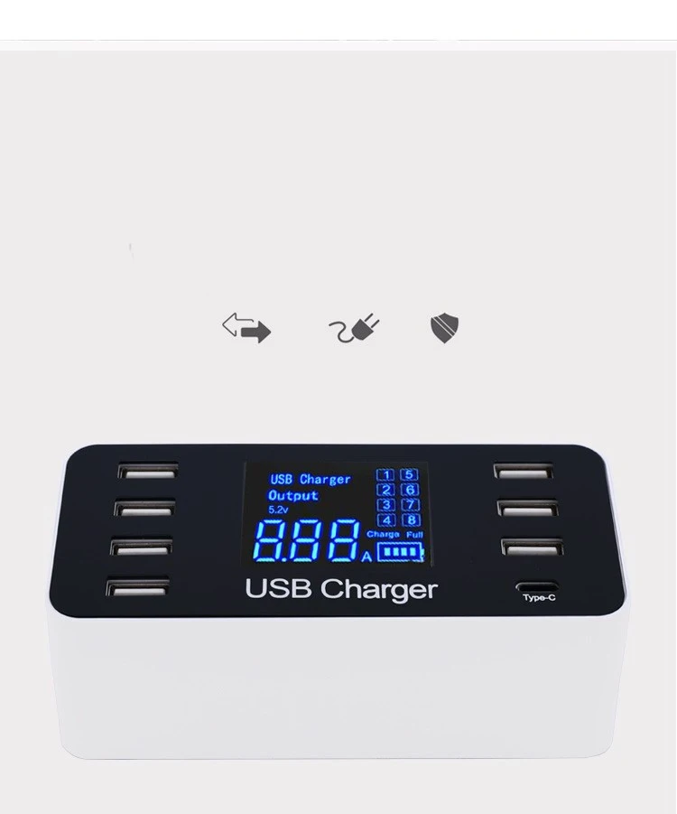 8-port LCD digital display 8-port usb smart charger