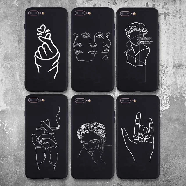 Abstract Lover Face Black Soft TPU Matte Case Fundas Coque Cover For