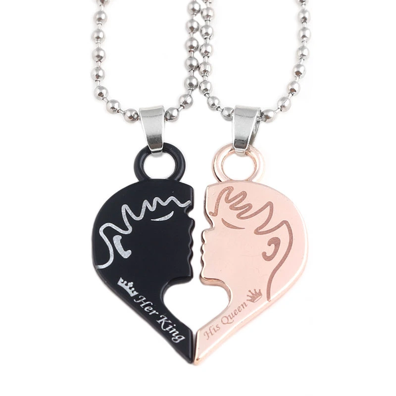 Love couple puzzle necklace sweater chain