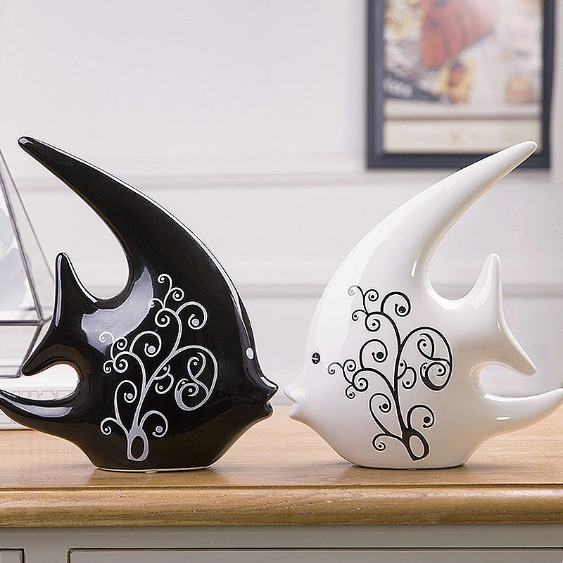 Creative Gift Ceramic Modern Black And White Couple Ornaments