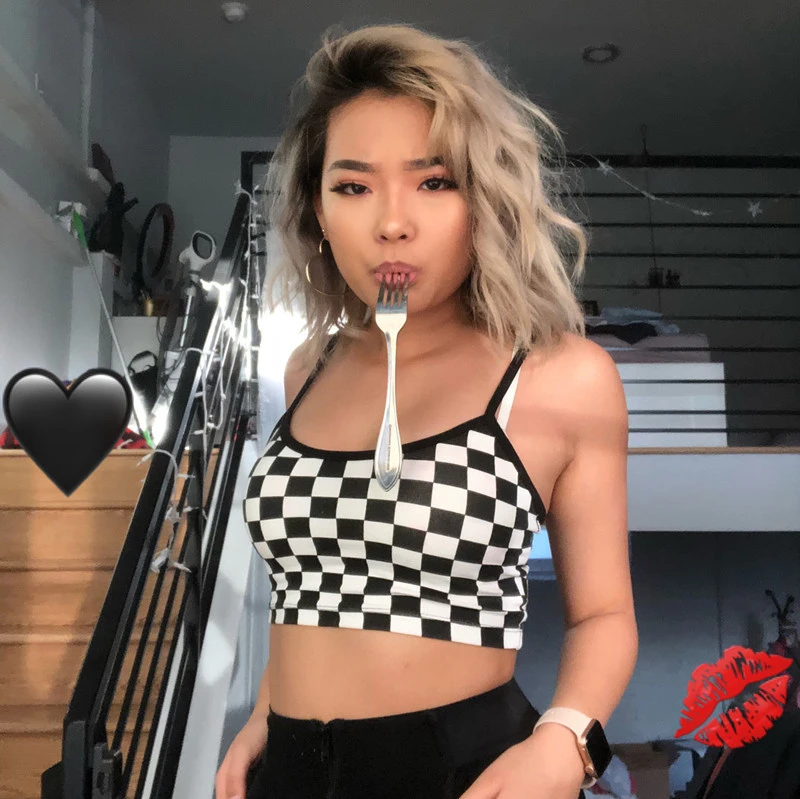 New checkerboard small vest ladies sexy sling