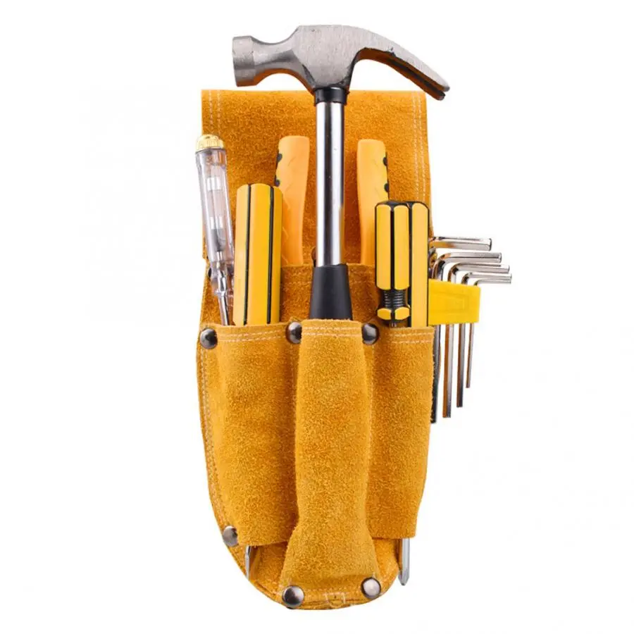 Durable Yellow Cowhide Hardware Tool Storage Toolkit