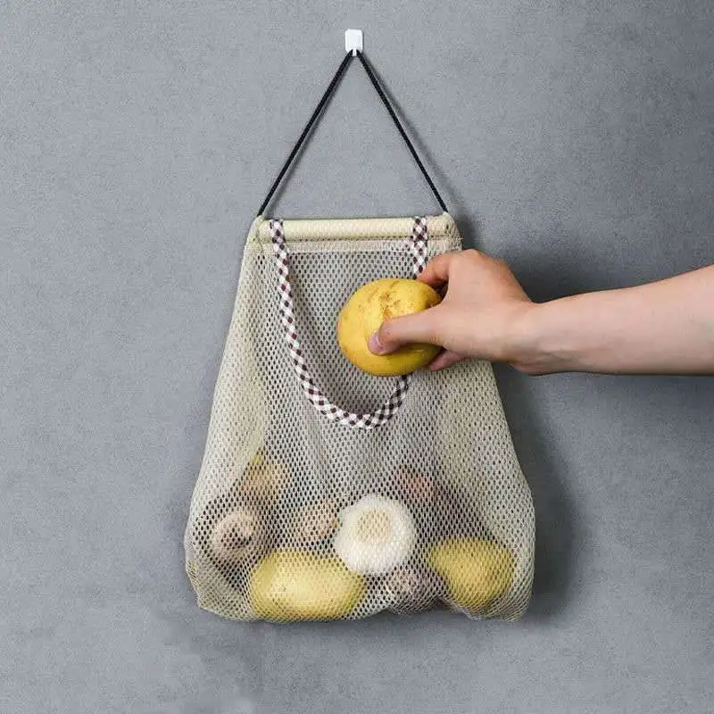 Hangable Vegetable Storage Net Bag Eco Friendly Onion Storage Grocery Store Bag Vegetable Bags Reusable Kitchen Accessories