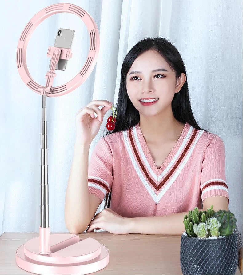 Compatible with Apple, Dimmable Light Selfie Ring LED 10 inch Video Studio Photography Lighting Portable for Youtube Vlog Live Photo with Tripod
