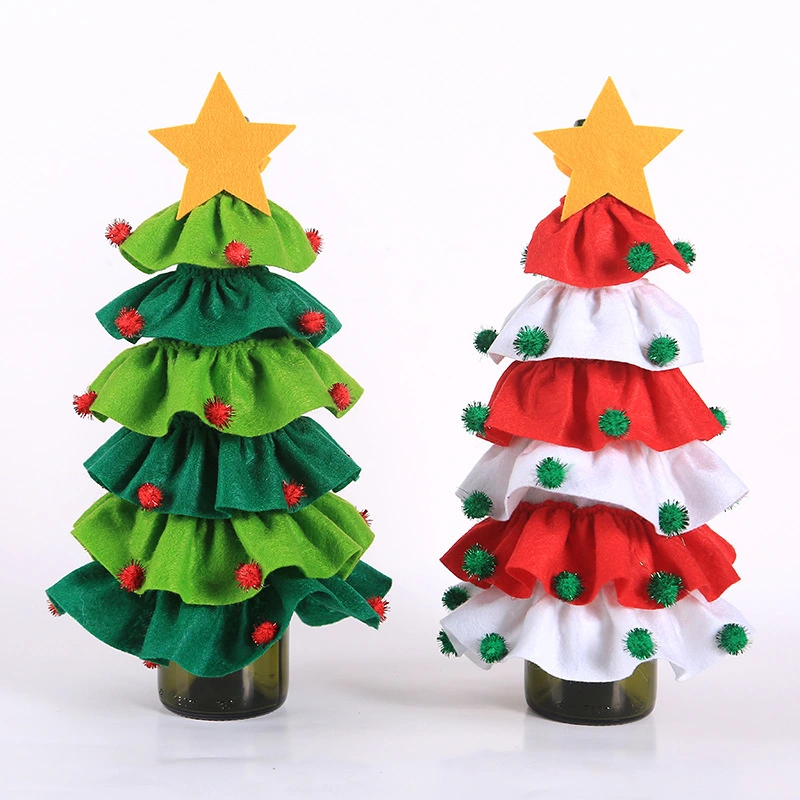 Wine Bottle Cover Christmas Decoration Ball Tree for Home Dinner Destop Decor Xmas Gift