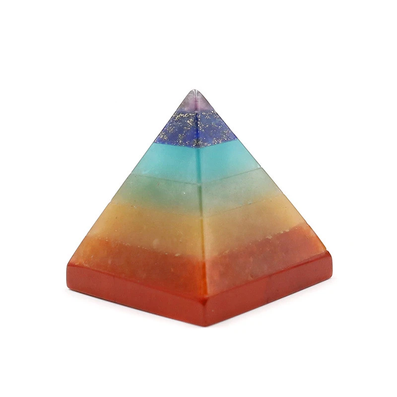 Natural crystal stone colorful chakra pyramid