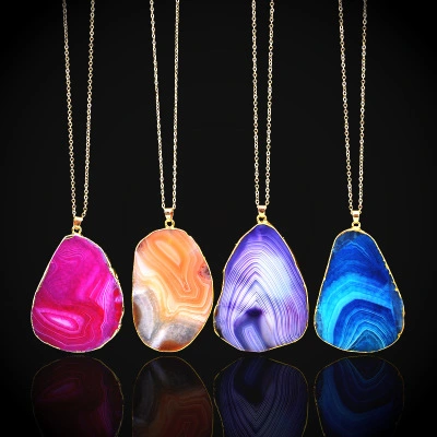 Agate pendant sweater chain