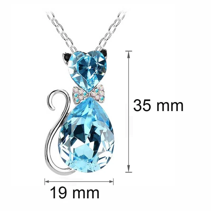 Creative Lady Cute Bow Kitty Crystal Necklace