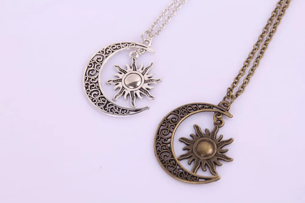 Moon goddess pendant long chain sweater chain