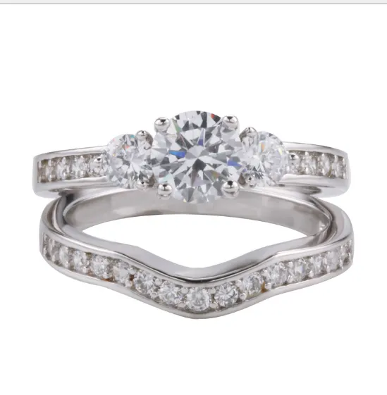 White copper plated white gold men and women models micro-inlaid simulation diamond ring lily life love marriage proposal couple ring