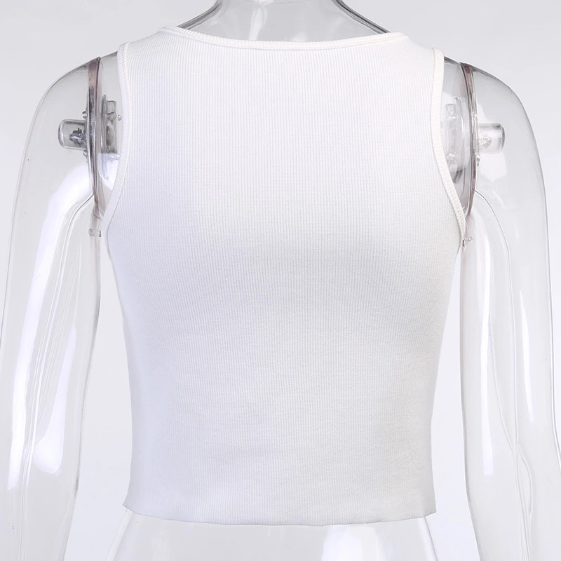 Navel Cropped Short Vest Female Gothic Style Vest Skull Print Top