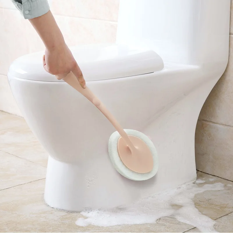 1pc Hand-held Sponge Cleaning Brush Bath Brush Ceramic Tile Kitchen Descaling Pot Brush Floor Brush Replaceable Sponge