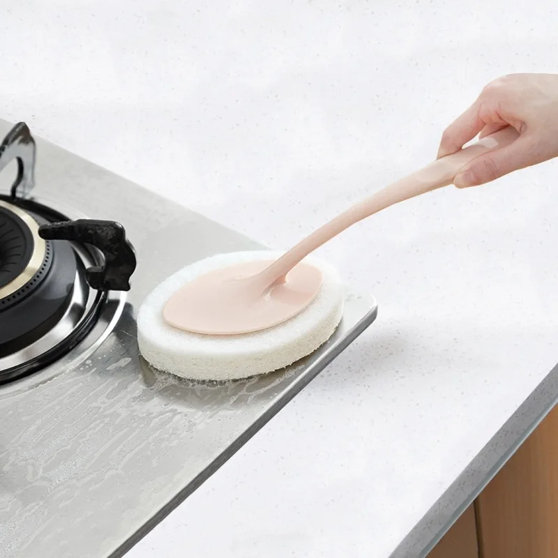 1pc Hand-held Sponge Cleaning Brush Bath Brush Ceramic Tile Kitchen Descaling Pot Brush Floor Brush Replaceable Sponge