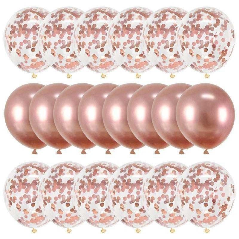 Zinc Rose Gold Confetti Balloons 20 Pack