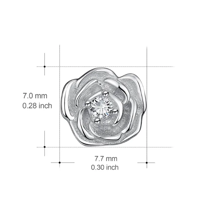 925 Silver Rose Shape Ear Stud
