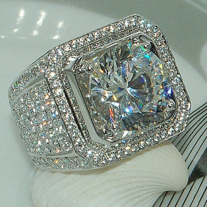 Wish hot European and American fashion ring New domineering men's diamond ring Full diamond micro inlay ring