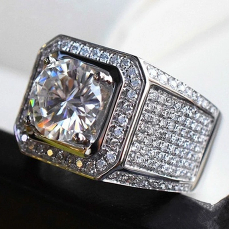 Wish hot European and American fashion ring New domineering men's diamond ring Full diamond micro inlay ring