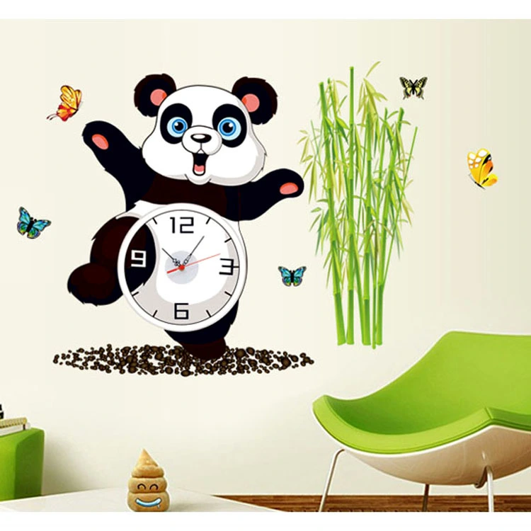 Creative clock panda wall stickers