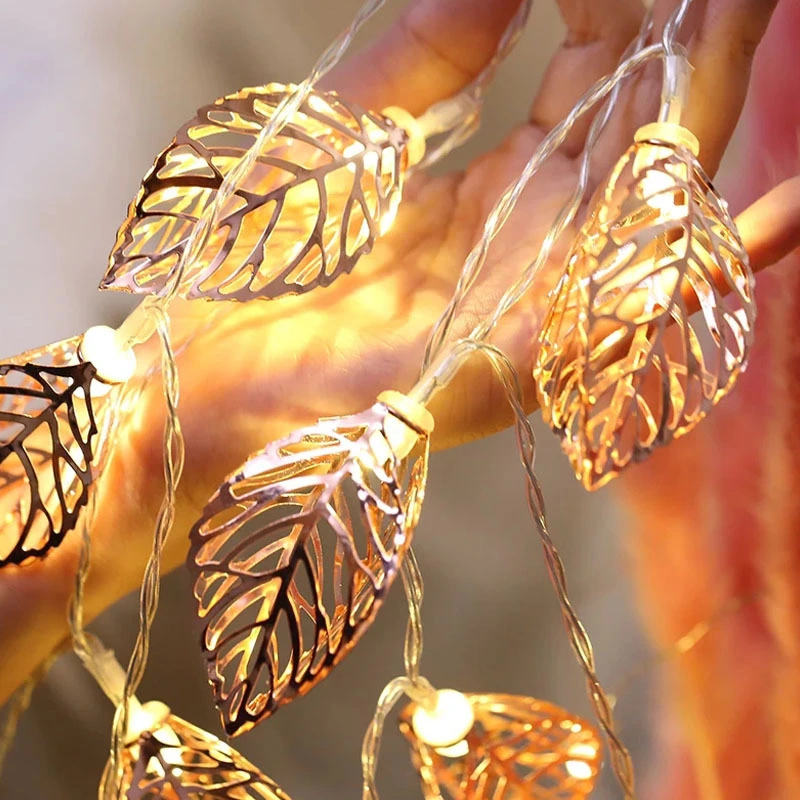 LED iron leaf light string outdoor ins Christmas day