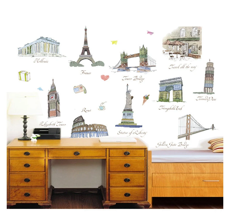 The World Famous Buildings DIY Removable Art Vinyl Wall Stickers