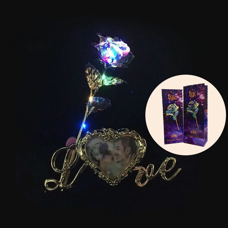 Wanfei Gold Foil Painted Gold 24K Rose Set for Home Decoration