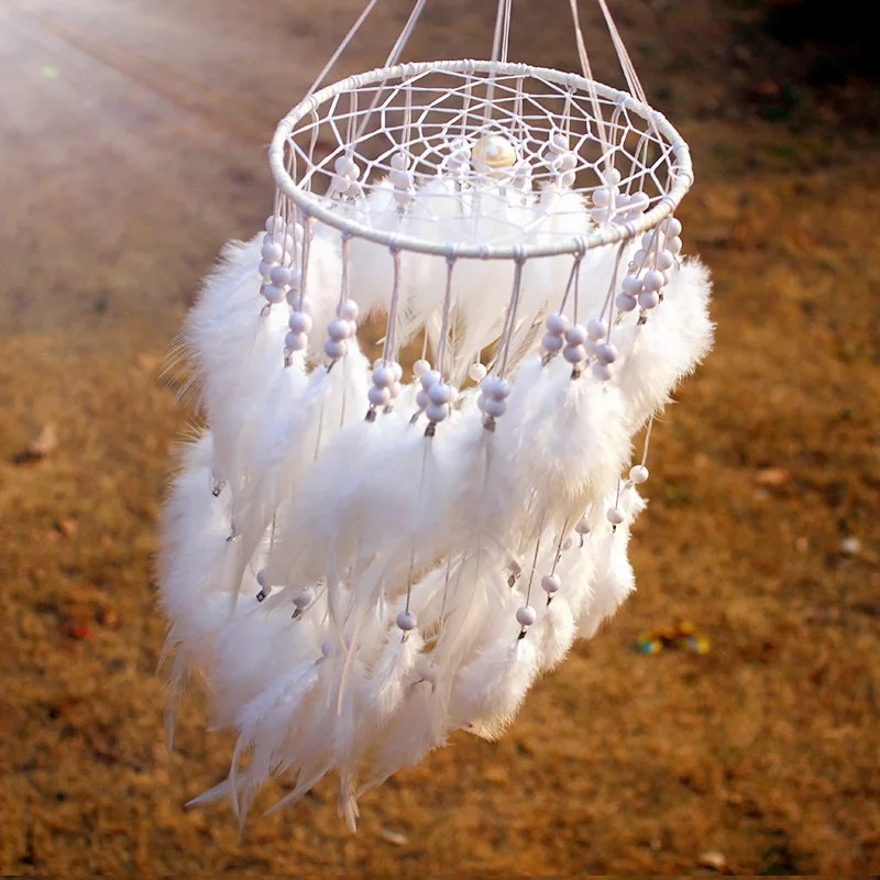 Lantern dream catcher feather pendant