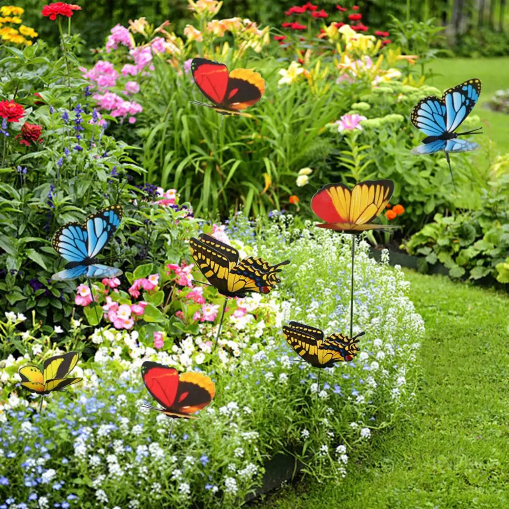 Insert pole simulation butterfly  three-dimensional creative flower arrangement horticultural decoration