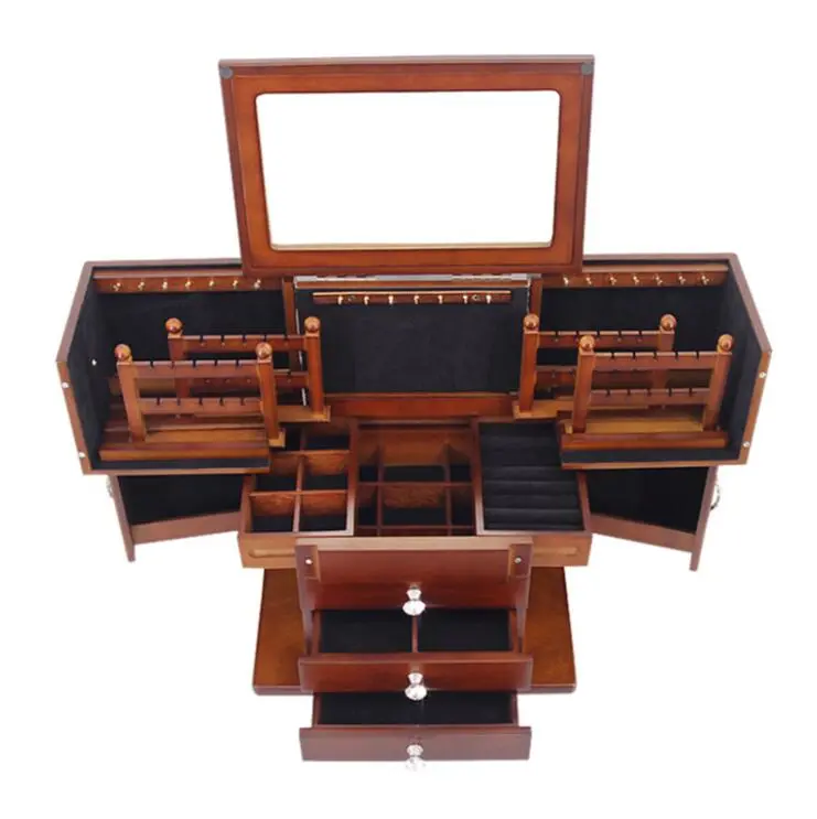 Solid wood large capacity jewelry storage box