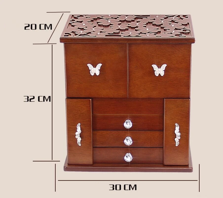 Solid wood large capacity jewelry storage box