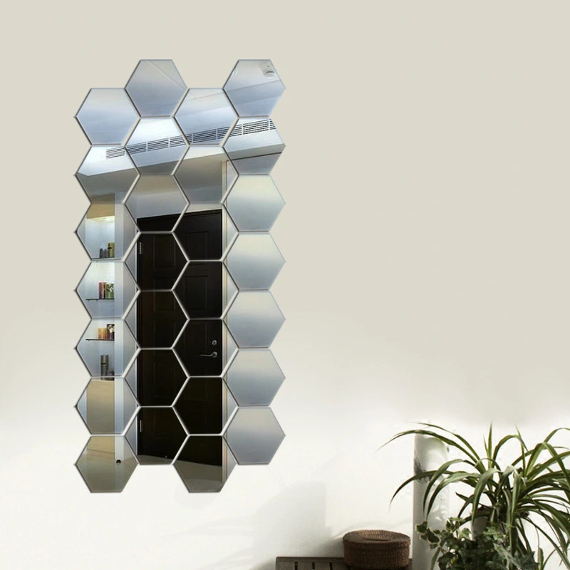 3d stereo hexagon mirror wall sticker