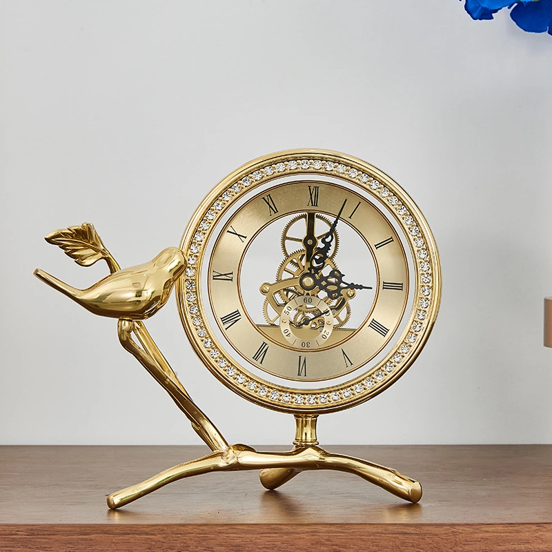 Nordic Light Luxury Style Bronze Bird Clock Pendulum