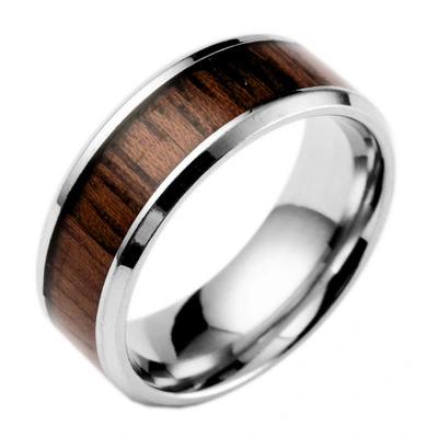 Encrusted teak titanium steel ring