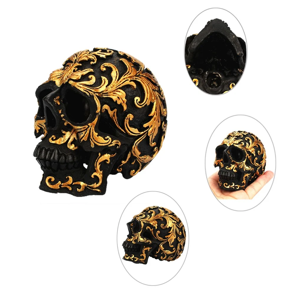 Mini Skeleton Head Resin Decoration Realistic Human Skeleton Model For Halloween Props Home Decorations Vintage