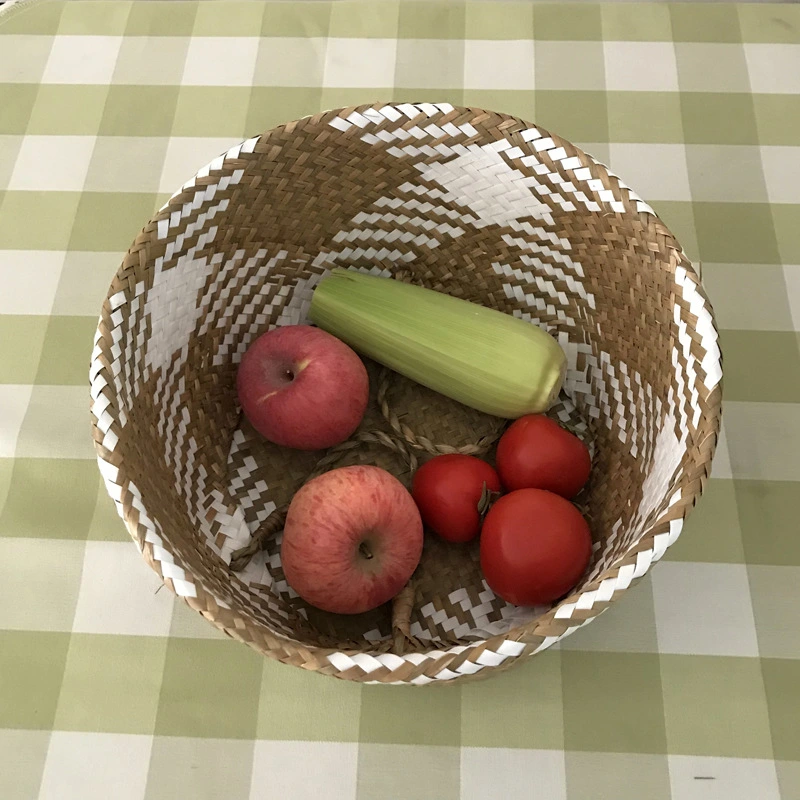 Straw Fruit Folding Basket Kitchen Organizing Decoration