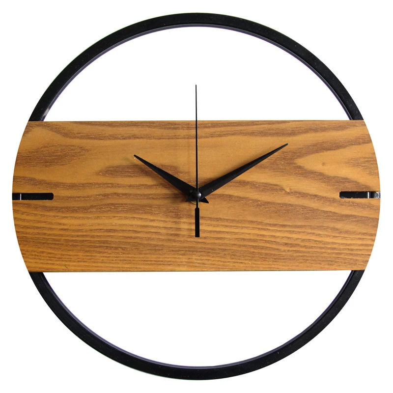 Nordic Style Fashionable Simple Silent Wood Wall Clocks for Home Decor Wood Type Wall Clock Quartz Modern Design Timer