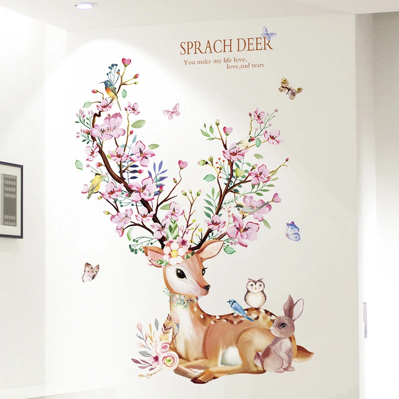 Cute TV Background Wall Decoration Deer Sticker