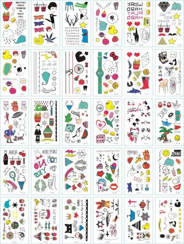 A set of 30 tattoo stickers