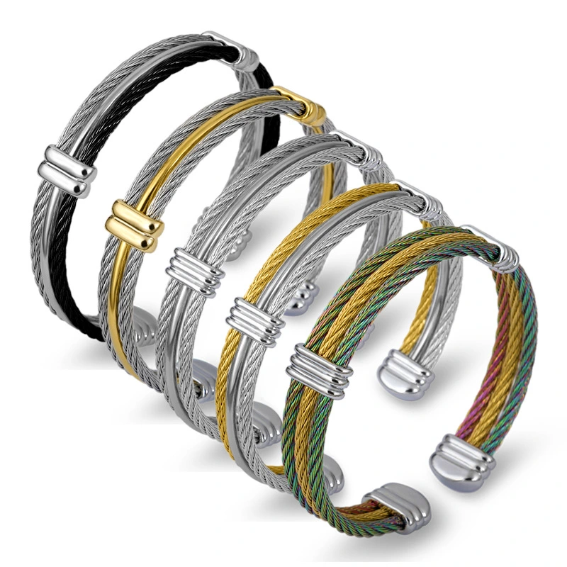 Three-turn Steel Wire Braided Hemp Rope Bracelet