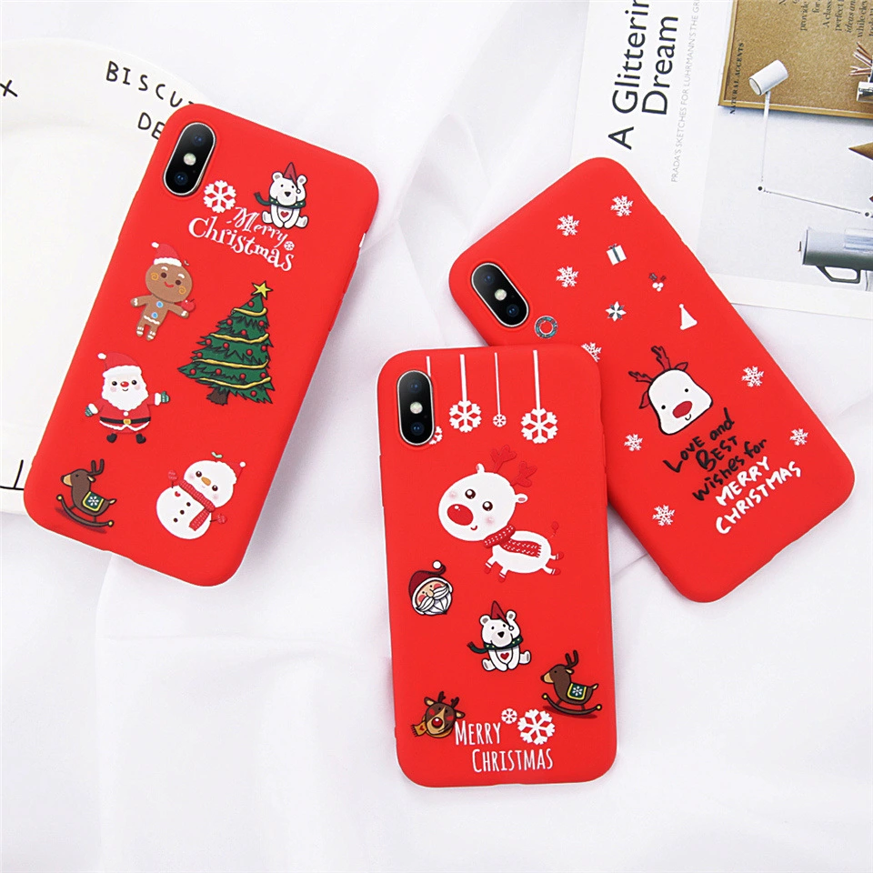 Compatible With  Compatible With Lovebay  Case Fo6 6s 7 8 Plus X XR XS Max Cute Cartoon Christmas Santa Claus Elk Soft TPU For5 5S SE Cover